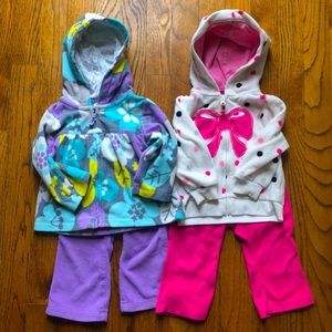 Carter’s baby girl zip-up hoodie sets.